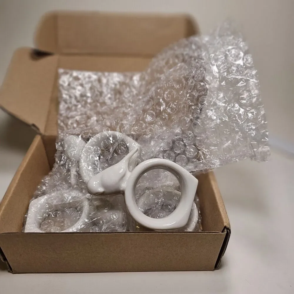 Napkin rings small birds ceramic unmarked new in box